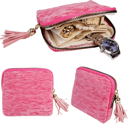 💎 Travel Jewelry Organizer Bag – Cotton-Lined Multi-Layer Case, Tangle-Free Storage