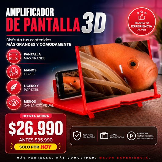 Lupa Amplificadora 3D para Celular – Pantalla HD de Lectura y Videos para Niños y Adultos Mayores