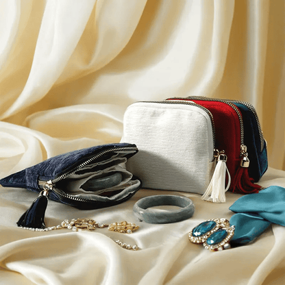 💎 Travel Jewelry Organizer Bag – Cotton-Lined Multi-Layer Case, Tangle-Free Storage