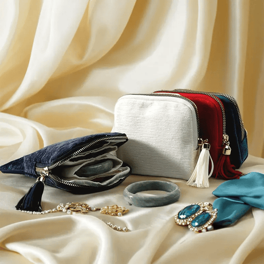 💎 Travel Jewelry Organizer Bag – Cotton-Lined Multi-Layer Case, Tangle-Free Storage